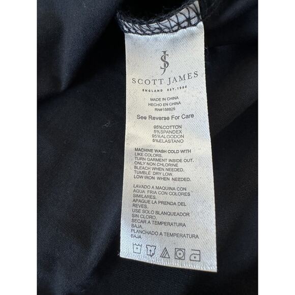 Scott James‎ England Mens Medium Stretch Short Sleeve T-Shirt Black/Red V Neck - Picture 5 of 6